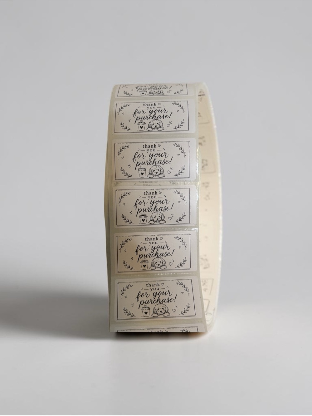 250 Thank You for Your Purchase Stickers | Coffee & Dog | 2x1 Labels
